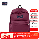 JANSPORT杰斯伯书包轻便双肩包男女26L旅行包简约背包电脑包学生校园 4QUE04S深紫酒红-侧袋+隔层