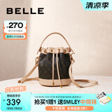 百丽礼物包包女包秋季复古休闲单肩斜跨手提水桶包X9179CX4 啡色 F