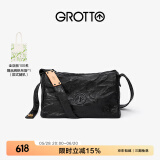 GROTTO个乐黑石包经典大容量植鞣绵羊皮单肩斜挎通勤软包男女款礼物 黑石M（黑标）