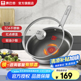 康巴赫（KBH） 304不锈钢平底锅不粘锅红点感温蜂窝不粘煎锅家用炒菜锅煎蛋锅 带盖 28cm