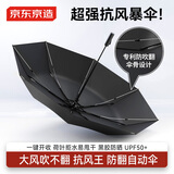 京东京造 黑武士PLUS台风伞 吹不翻的伞加固结实防吹翻大号双人三折伞