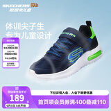 Skechers斯凯奇儿童运动鞋春秋女童魔术贴休闲鞋中大童轻质跑步鞋303601L 403723L海军蓝色/柠檬色/NVLM 36