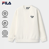 斐乐（FILA）官方男子加绒保暖卫衣秋冬季时尚休闲简约圆领套头衫长袖上衣男装 【加绒】蒸汽白-IV 2XL