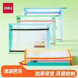 得力(deli)大背宽加厚双层透明科目分类袋文件袋大容量拉链袋学生文具作业收纳袋 清凉芭乐PP140