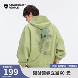 Dangerous people薛之谦dsp秋冬宽松廓形百搭抓绒开衫连帽卫衣外套 绿色 L