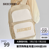 斯凯奇（Skechers）双肩包男女红色书包时尚大容量休闲运动旅行背包 爱尔兰奶油色/028R