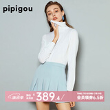 皮皮狗 两翻领套头 打底羊绒衫基础新款打底羊绒针织衫女士内搭毛衣 101本白 M /100