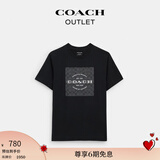 蔻驰（COACH）奥莱男士男装经典标志SQUARE T恤春夏款短袖 黑色 S