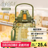 希乐（cille）大容量水杯 Tritan吸管杯成人运动水壶刻度杯子 塑料大肚杯1.1L