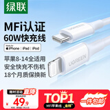 绿联【MFi认证不弹窗】适用苹果充电线Type-C数据线PD60/30/20W快充to Lightning闪电接口iPhone14手机