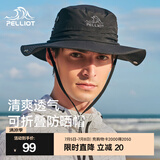 伯希和（Pelliot）户外防晒渔夫帽登山帽男女防紫外线夏季新款快干折叠帽子 黑色【帽围约60cm】