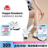 KAPPA卡帕女鞋老爹鞋女2025夏季新款百搭厚底休闲鞋子女透气网面运动鞋 白/海蓝【透气款】脚胖拍大一码 38