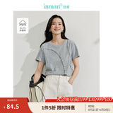 茵曼（INMAN）百搭U领短袖正肩T恤2025夏季女装新款鱼骨线修身显瘦短款上衣 贵族灰 M