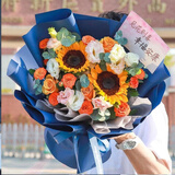 百花馆鲜花速递向日葵真花束生日礼物送老师女生父亲长辈同城配送小时达 恩重如山|JD609
