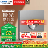 正泰（CHNT）开关插座面板 家用86型带USB斜五孔暗装 奶油风大板 6C幻银灰 100W红外线感应延迟开关