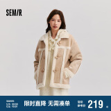 森马（Semir）外套女牛角扣翻领宽松文艺2024冬季仿麂皮仿兔毛夹克109724108011