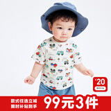 巴拉巴拉婴儿t恤宝宝打底衫女童上衣男短袖夏季全棉可爱 绿红色调00346- 209225117201 100