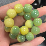 沐玛白玉菩提根手链渐变菩提子手串绕指柔盘玩佛珠生日生日礼物男男女 小青柠-菩提根手串