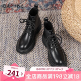 达芙妮马丁靴女2024秋冬新品英伦风加绒短靴女靴子女鞋厚底增高复古女鞋 黑色单里款 38