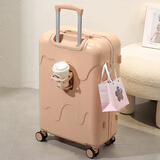 G.duck小黄鸭行李箱小型大容量拉杆旅行箱女高颜值密码登飞机箱短 雪糕箱樱花粉 24英寸