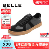 百丽男鞋舒适牛皮休闲鞋商场同款复古夏季透气德训鞋52022CM0【预售】 黑色 38 (240mm)