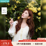 茵曼（INMAN）章若楠同款欧若风法式吊带连衣裙2025夏季新品女装淡鹅黄色裙子 杏色针织衫-18528632 S