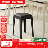 全友家居小方凳子可叠放家用结实耐用软包高脚移动塑料板凳KD 黑色|软垫凳*1
