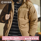 马登工装 美式休闲白鸭绒羽绒服户外防风面包服保暖外套男冬新年战袍 卡其色 L