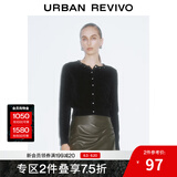 UR冬季新款女装慵懒风软糯毛绒感针织开衫UWM940075 黑色 S