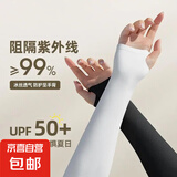【25年升级】防晒防护冰袖春夏季冰爽袖套男女冰丝防紫外线手臂 白色+黑色【2双装】 均码