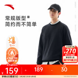 安踏（ANTA）双面摇粒绒卫衣男冬刺绣保暖健身运动休闲打底衫套头衫 【双面绒质感】基础黑-5 L /175