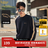 卡宾（CABBEEN）【老花拼接】圆领卫衣男2024早春新款宽松刺绣套头长袖打底衫 煤黑色01 L /175/50