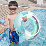 演绎游泳圈儿童3-6-10岁腋下圈小孩成人加厚大号泳圈游泳装备救生圈 亮片云朵泳圈蓝色70#