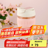 乐扣乐扣（LOCK&LOCK）咖啡杯耐热玻璃水杯子男女学生便携式双饮吸管杯随手杯500ML粉色