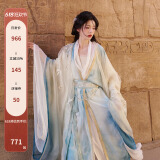 十三余小豆蔻儿[云上流岚]夏季清冷双层大袖衫长衫印花套装汉服女 里大袖衫 现货 XS