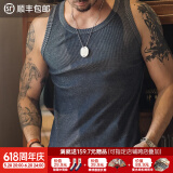 马登工装硬汉无袖棉背心男健身运动老头汗衫跨栏重磅螺纹纯色坎肩打底 藏青色 [拍两件立减5元] L