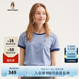 Hush Puppies暇步士女装夏季纯棉条纹圆领短袖T恤 368蓝白 XS