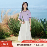 茵曼（INMAN）【冰氧吧】凉感撞色圆领短袖T恤春夏季女装小个子时尚上衣 丁香紫 M