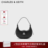 CHARLES&KEITH三角扣新月包腋下包单肩包包女包女友生日520礼物CK2-50271205 Noir黑色 S