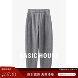 Basic House/百家好加厚加绒休闲裤女秋冬香蕉裤奶奶裤保暖百搭宽松显瘦新款 灰色 M 100-110斤