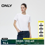 ONLY2025春季新款简约舒适基础纯色圆领正肩短袖T恤女|125101058 A43 奶油白色 M (165) 84A