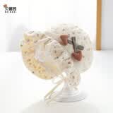 贝娜茜婴儿帽子春秋季宝宝遮阳帽婴幼儿渔夫帽女公主帽护耳帽保暖新款小 郁金香-米色 0-6个月（38-43CM）