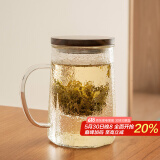 雅集玻璃杯筑铭杯茶杯泡茶杯带过滤木盖喝水杯子玻璃杯男士办公杯