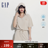 Gap女装夏季凉感透气连帽修身短袖连体衣时尚短裤430392 米色 M (165/84A) 亚洲尺码