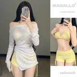 莫代尔泳衣女纯欲性感比基尼三件套防晒星星罩衫聚拢显瘦25新品温泉泳装