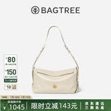 BAGTREE【明星同款】包包树奶盒包植鞣牛皮新款轻奢品牌单肩斜挎Hobo女包 皎月白-中号【磁吸拉链款】 高级小众