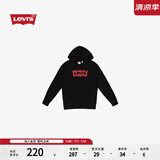Levi's【特价来袭】李维斯情侣同款经典宽松休闲logo套头连帽卫衣 黑色 19622-0005 M