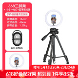 云腾 VCT-668三脚架单反相机手机拍照直播支架稳定便携铝合金三角架云台套装 668三脚架+10寸补光灯+蓝牙遥控器