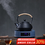 束氏生铁壶烧水壶煮水壶生铁壶日式茶具铸铁壶-螺纹盘旋电陶炉套组