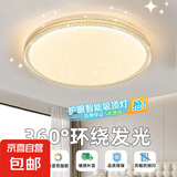 网红爆款卧室灯LED圆形吸顶灯饰主卧房间客厅灯具现代简约高级感 【黑砂钻石】40cm-48W-三色光